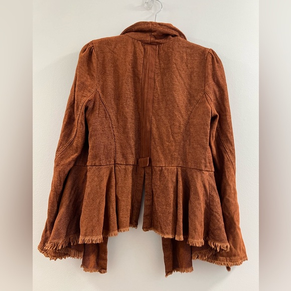 16. Free People Throwback Corduroy Military Lace Bell Sleeve Jacket Blazer - Picture 7 of 16